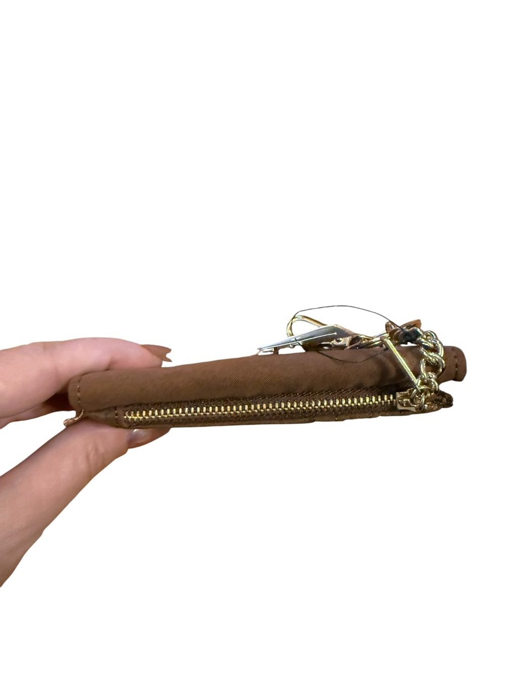 Guess Tan Suede Keyring Card Wallet with Gold Hardware NWT - Picture 5 of 7